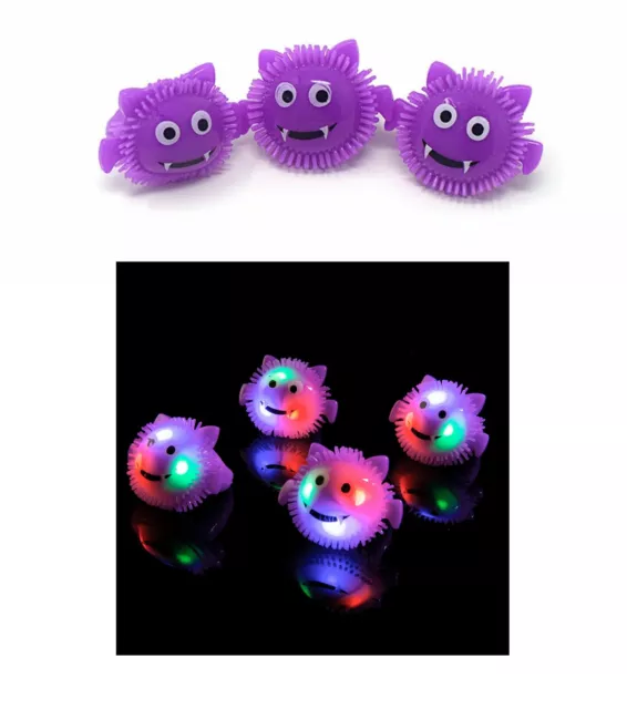 12 Purple Bat Flashing LED Jelly Rings Light Up Finger Glow Toy Party Bag Favour