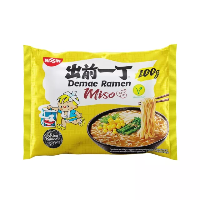 19x100g pasta istantanea Nissin Demae ramen miso tipo giapponese NUOVA MHD 30/01/25