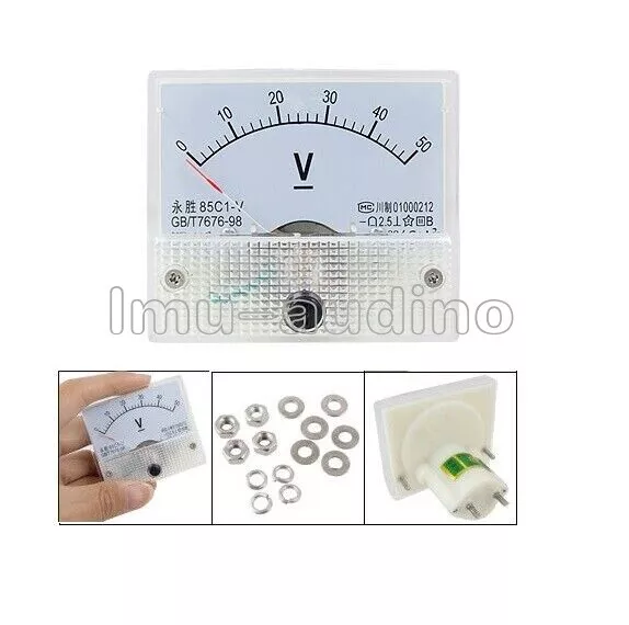 DC 0-50V 85C1 Analog Panel Meter Voltage Volt Meter Voltmeter White 50V Measure