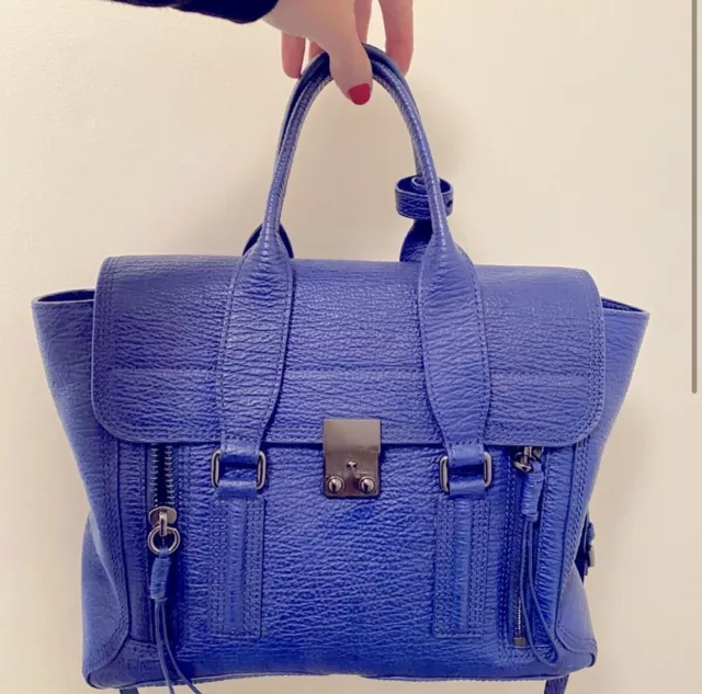 PHILLIP LIM 3.1 Medium Blue Leather PASHLI Satchel Crossbody Shoulder Bag $780