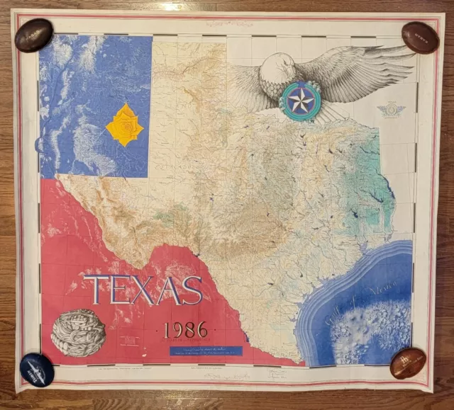 TEXAS 1986 ☆ 150 YEARS OF INDEPENDENCE ☆ RARE Oversized Governors' Ed Map SIGNED