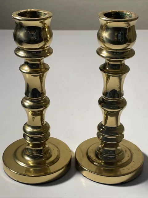 6” Sold Brass Candlesticks /Made In Canada
