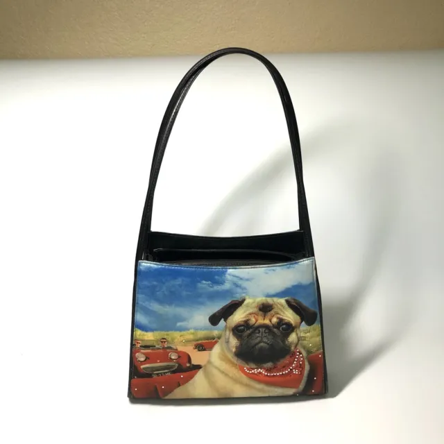 Blossom pug dog car purse Handbag Red Convertible Rhinestone