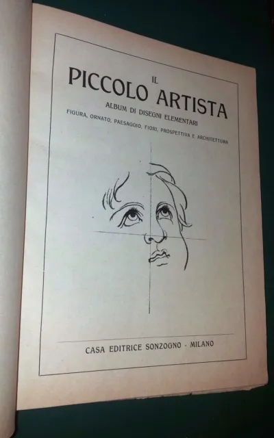 IL PICCOLO ARTISTA Album disegni elementari figura ornato paesaggio Sonzogno
