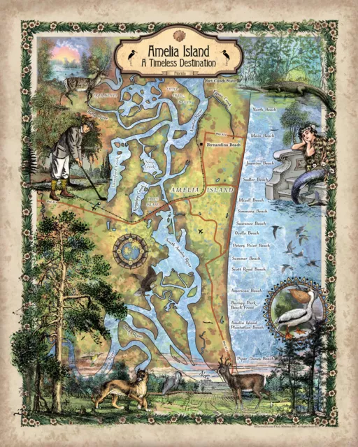 Amelia Island Florida Map Art Print Poster Unique Wall Home Decor Christmas Gift