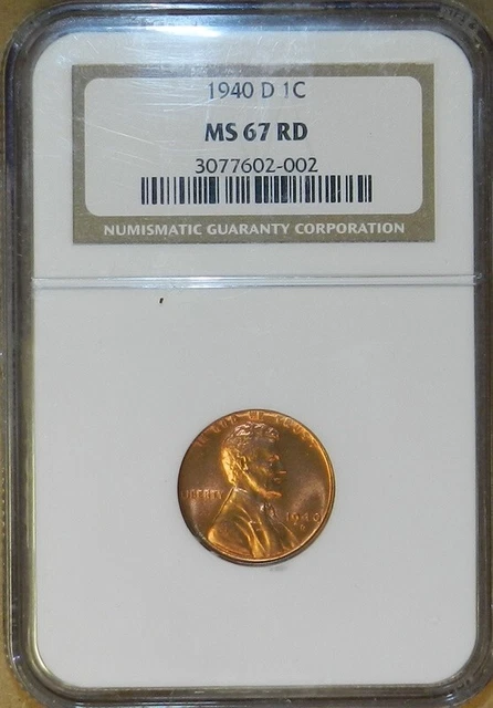 1940 D Lincoln Cent MS67 RD NGC BU Unc Red Wheat - NGC Registry