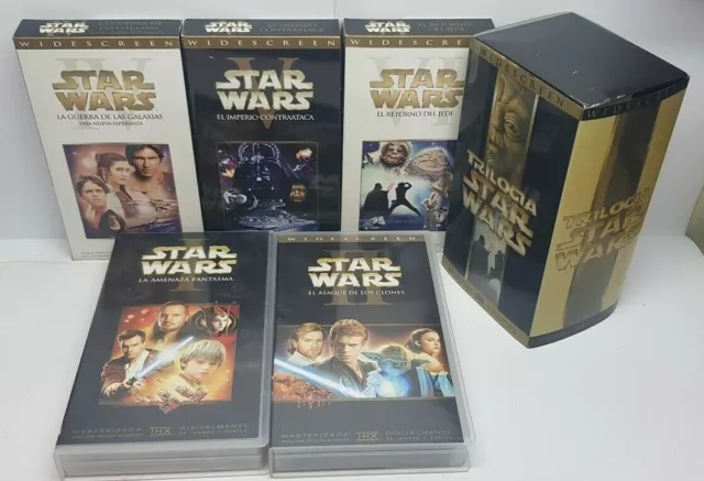 PELICULA VHS PACK TRILOGIA CLASICA STAR WARS EPISODIOS 4+5+6 + EPISODIOS 1 y 2