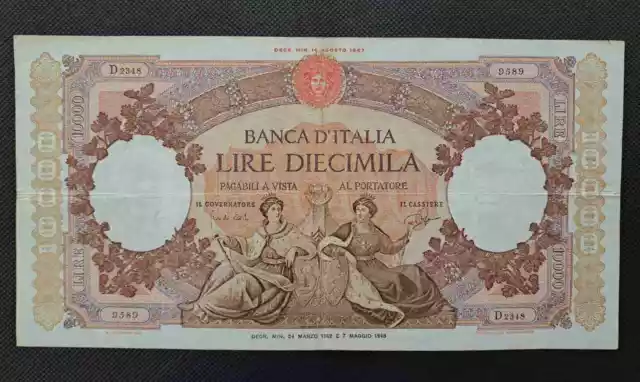 1962: ITALIA Repubblica Banconota 10000 LIRE GRANDE "REGINA DEL MARE" del 24....