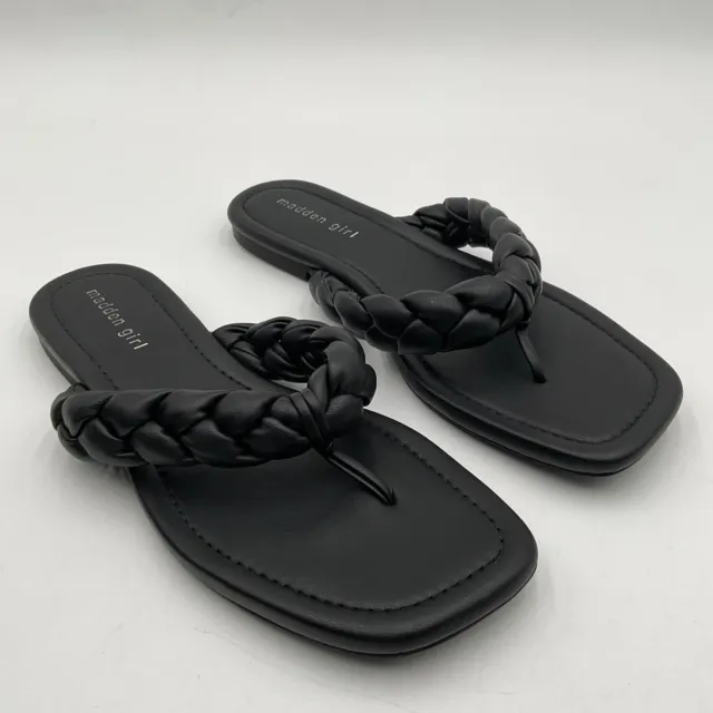 Madden Girl By Steve Madden Sandals Women’s Size 9.5 M Black Flip Flop Braided