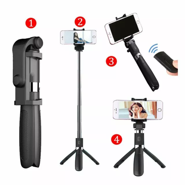 Bluetooth Selfie Stick Stativ Tripod Extendable Monopod for iPhone 12/8 Plus/X 3