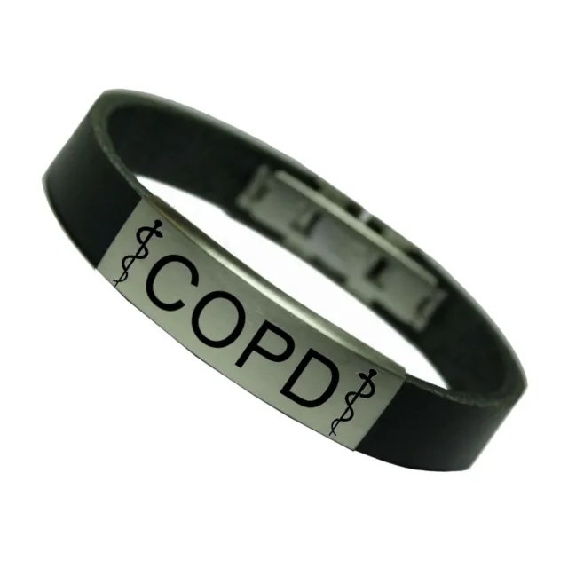 COPD SOS Notfall ID Leder Armband inklusive Ihrer Wunschgravur  Damen Herren