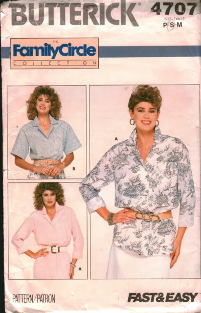 4707 Vintage Butterick SEWING Pattern Misses Very Loose Fitting Button Up Shirt
