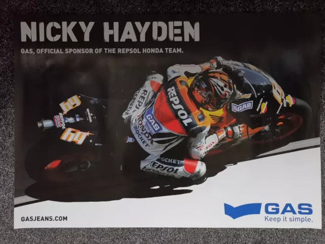 Nicky Hayden Repsol Honda Gas Moto Gp Poster