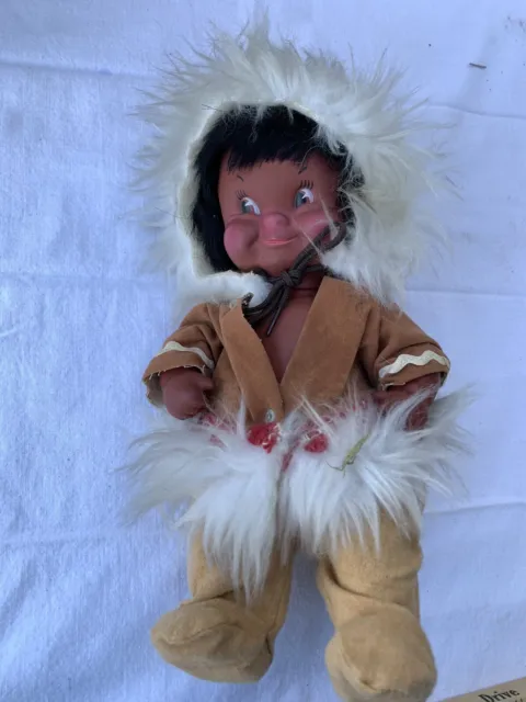 Vintage Canadian Eskimo Or Inuit Doll By Regal Toy Co Canada 10.5"