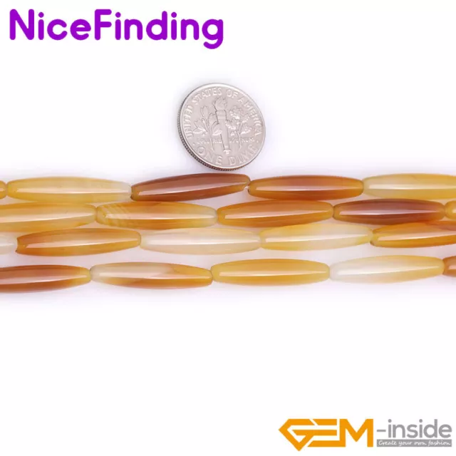 Natural Olivary Agate Carnelian Beads For Jewelry Making Gemstone Loose Beads