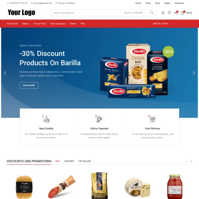 Grocery Online Store Web Design with Free 5GB VPS Web Hosting