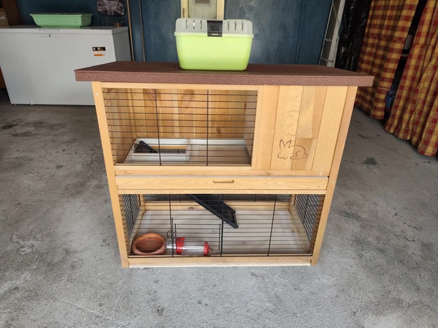 Gabbia Per Conigli PawHut 2 Piani Legno - 150x45x85 Cm Arancione - Foto 9