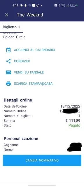 Biglietto THE WEEKND - 27/07/2023 - Ippodromo SNAI, Milano - GOLDEN CIRCLE 2