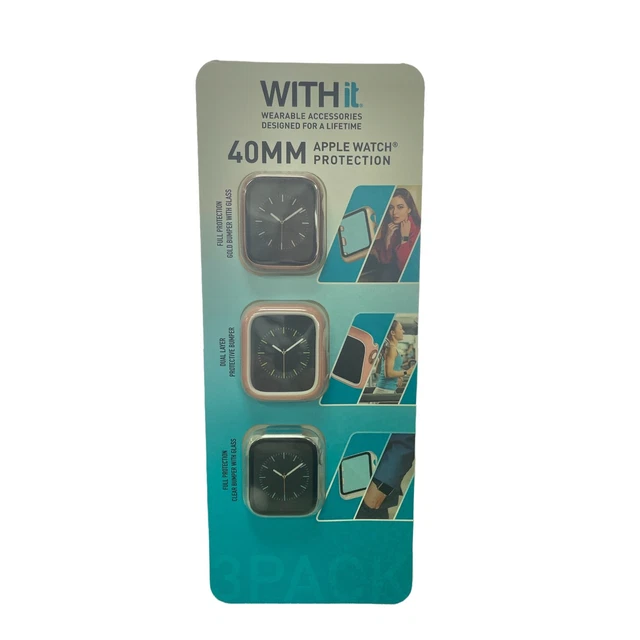 WITHIT 3-Pack Protective Cover for Apple Watch 40mm, Rose Gold, Pink and Clear