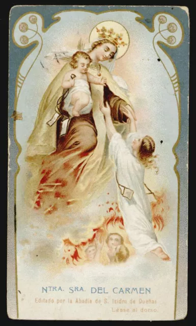 antico santino cromo-holy card MADONNA DEL CARMELO 8