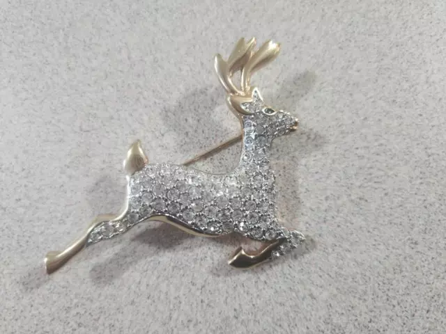 Vintage SWAROVSKI Signed Pave Crystal Reindeer Pin/Brooch