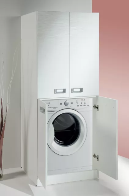 Mobile lavanderia a colonna porta lavatrice e asciugatrice Lignum
