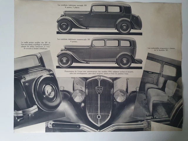 Plaquette Publicitaire Peugeot Independance 1933 + 4 fiches  PEUGEOT 201 et 301 16