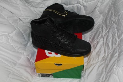 Nike SB X Faust Dunk High Pro QS Shoe Black / Black / Metallic Gold â¢ Bonkers