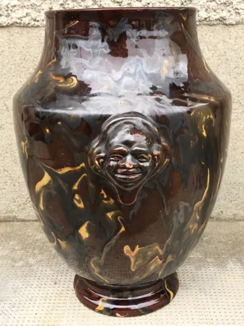 grand vase a decor de magot  PAUL BONIFAS ? Ceramique art deco poterie fernay