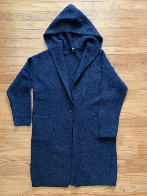Melange wool hooded knitted coat sale
