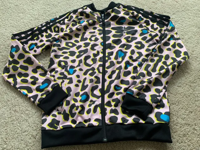 Adidas girls animal print full zip track jacket size M 11-12 Nice
