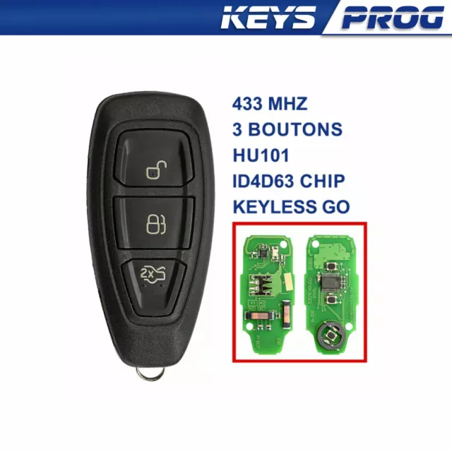 Clé telecommande compatible Ford Galaxy Kuga Mondeo 4D63 Main Libre