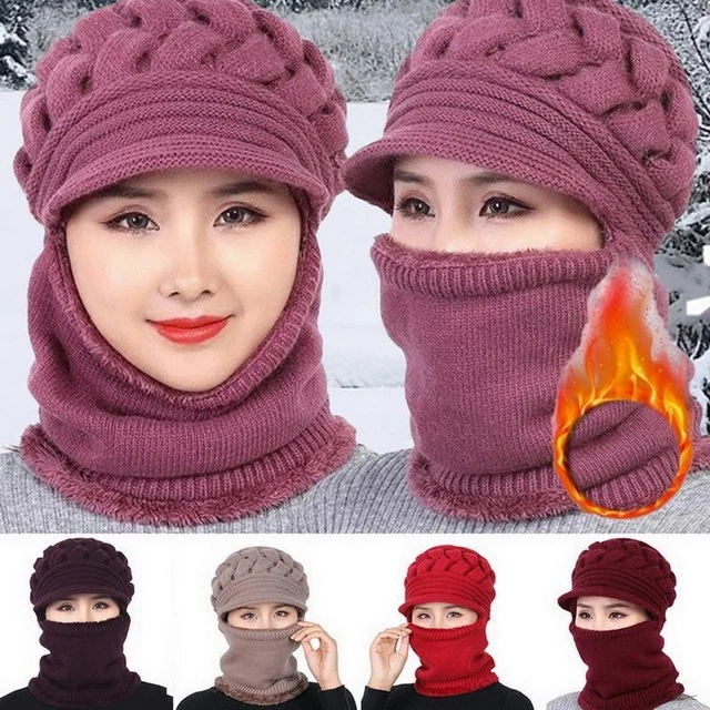Gorro De Lana Coral Para Invierno, Gorro Para Mujer, Bufanda, Gorro De Punto De
