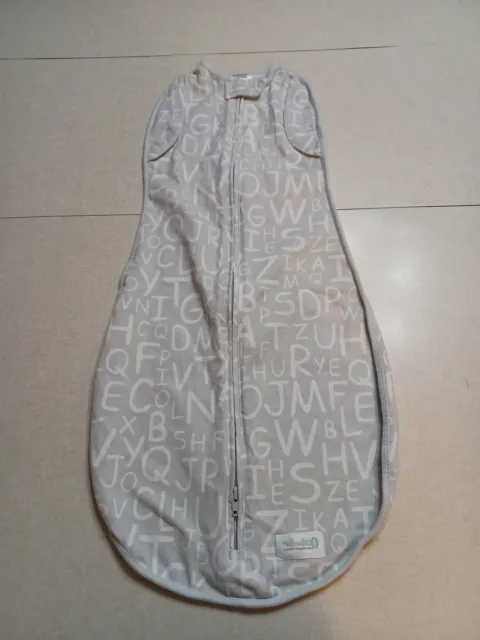 Woombies Baby Swaddle Medium 6-9 Months Grey Alphabet Convertible
