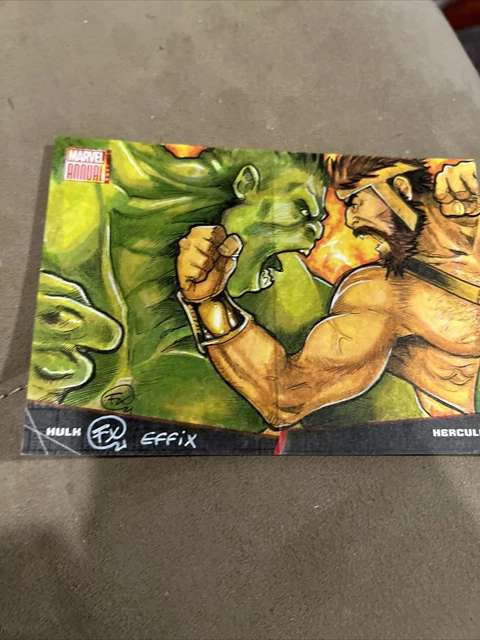 2021 UD marvel annual battle book sketch hulk vs hercules effix 1/1 2