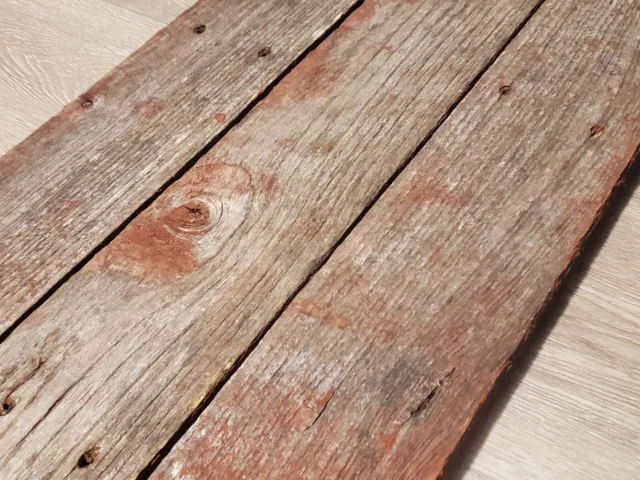 24" Reclaimed Rustic Barn Wood Planks | Three Boards | Grey And Red Coloration