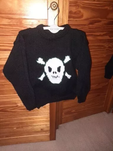 Hand Knitted Halloween Skull and Crossbones Jumper