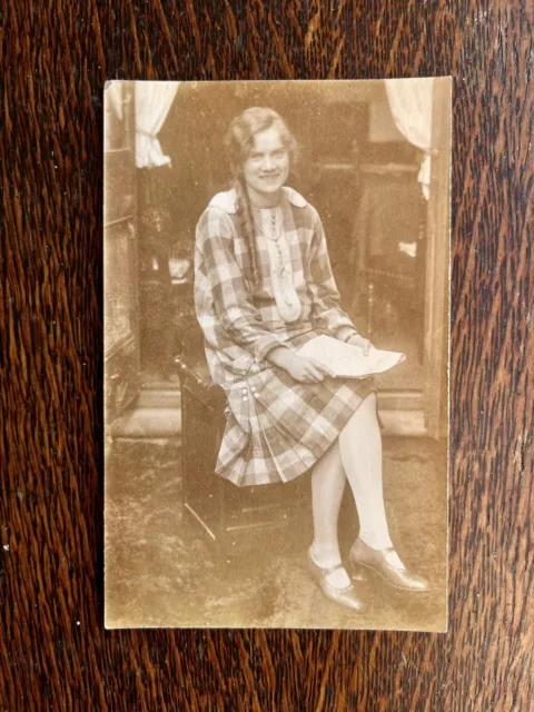 Antique RPPC Vintage Sepia Postcard Singer Entertainer Lady Woman Song Sheet