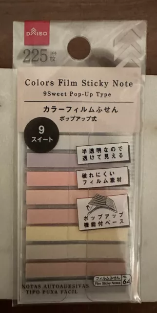 Daiso Colors Film Sticky Notes ~ Beautiful Colors ~ 225 Pieces
