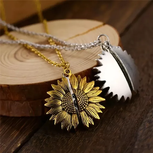 YOU ARE MY SUNSHINE Sunflower Pendant Necklace Retro Vintage Creative Gift Girl 3