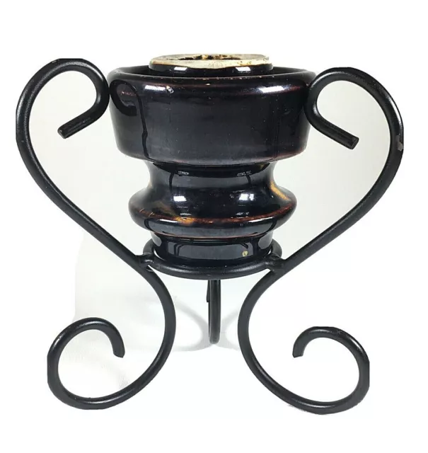 Vintage Thomas Brown ceramic threaded insulator with Stand