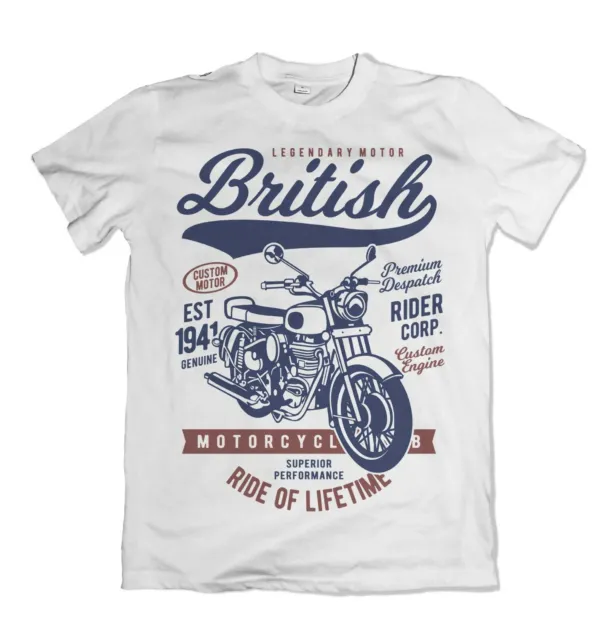 T-shirt moto britannica biker bici moto uomo classica bandiera union jack
