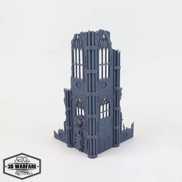 Large Gothic Ruined Tower Scenery Scatter Terrain Tabletop Miniature Wargaming