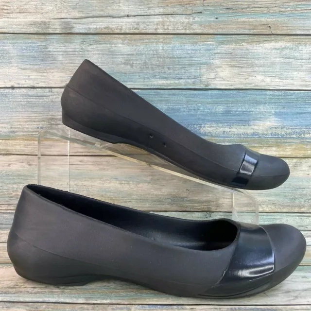 Crocs Loafers Shoes Flats Womens Size 9 Black Rubber Hidden Wedge Heel