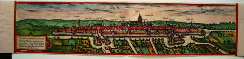 Ulm Baden-Württemberg echter altkoloriert  Braun und  Hogenberg Kupferstich 1580