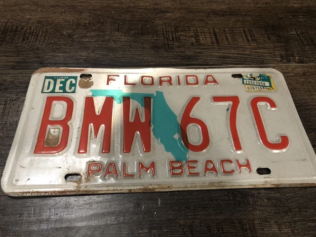 VINTAGE FLORIDA LICENSE Plate BMW 67C Vanity Plate/Tag 1967 2000C $50.