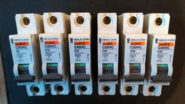 Merlin-Gerin C60HC einpolig MCB 63A, 40A, 32A, 25A, 20A,16A,10A, 6A Typ C