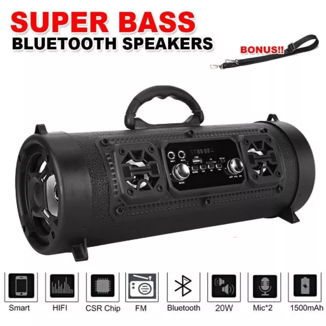 Wireless Bluetooth Portable Speakers Stereo Bass USB TF Radio Outdoor Subwoofer