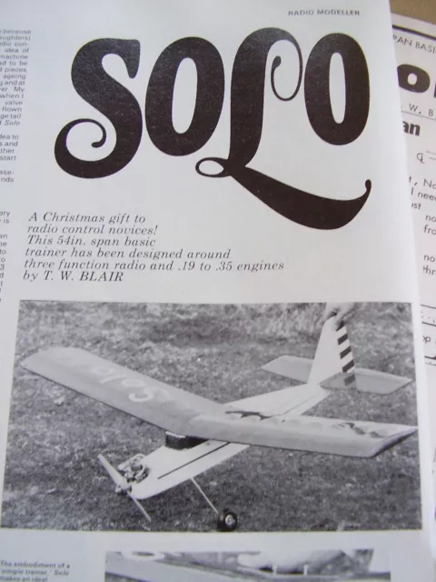 Original Model Aircraft Plans Solo 54"  Span Basic Trainer  Free Uk Post