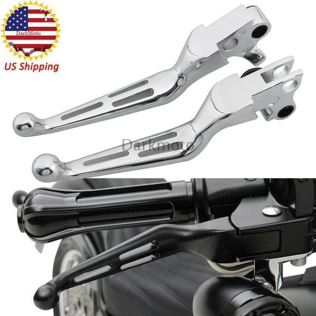 Chrome Slot Brake Clutch Lever Set Fit For Harley Touring Road King Street Glide